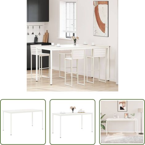 Bois de pin massif - Table de bar Blanc 200 x 100 x 105 cm Bois de pin massif (1/5)