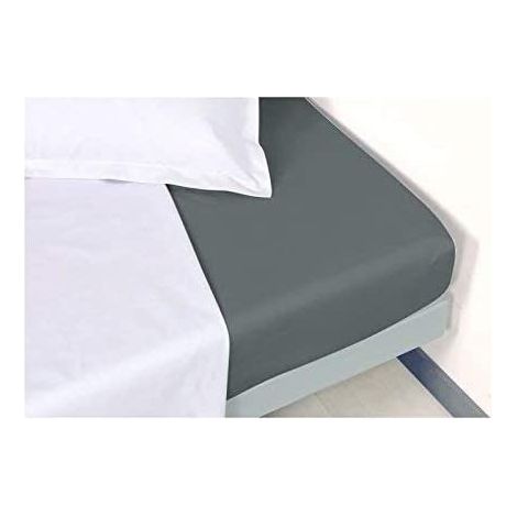 Drap housse Ardoise en percale de coton 80 fils 140x190x30 cm (1/3)