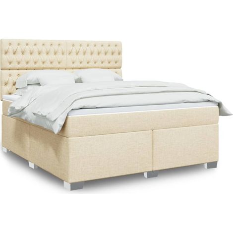 Boxspringbett mit Matratze Creme 180x200 cm Stoff (1/5)