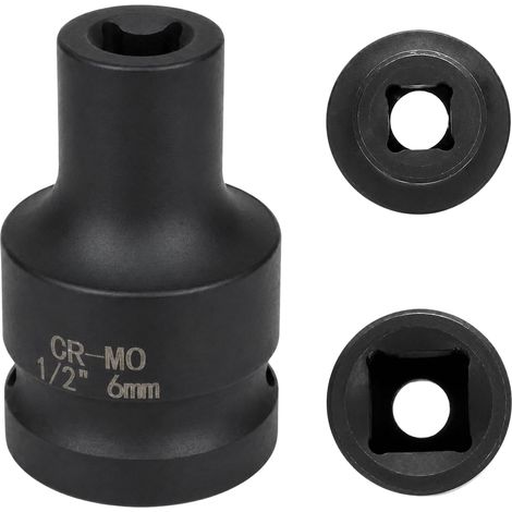 douille 6mm 1/2" 4 pans, douille a choc 1/2 6mm Acier Chrome-Molybdène CR-MO(Black) (1/5)