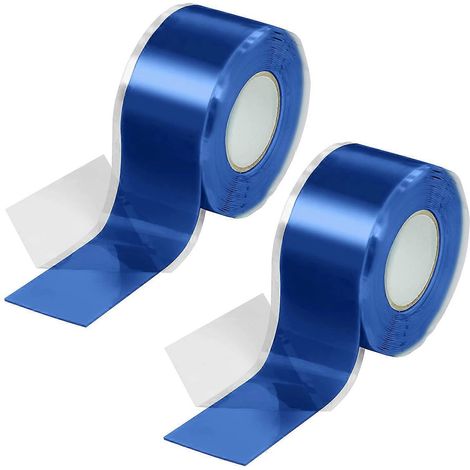 2 rouleaux de ruban silicone auto-adhésif de 3 m (auto-amalgamant, auto-vulcanisant), (eau, air), largeur 25 mm, bleu (1/5)