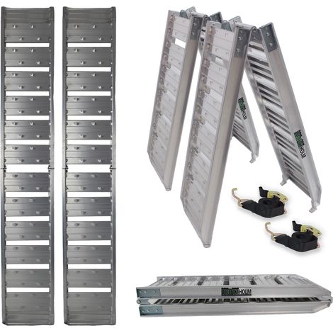 TRUTZHOLM 2 x Auffahrrampe klappbar 180 cm Traglast 400 kg Alu grau geriffelt/ gelocht Verladerampe (1/5)