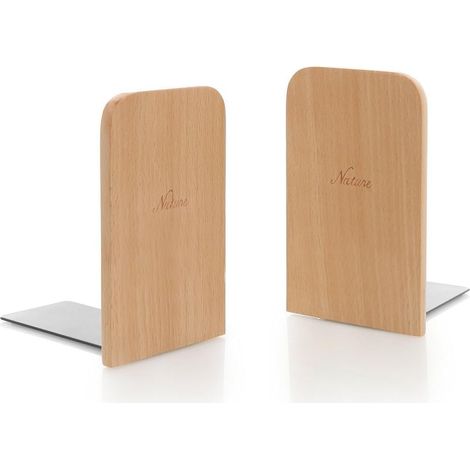 Serre-livres simples en bois de hêtre naturel de style japonais pour étagère - Couleur bois (1/5)