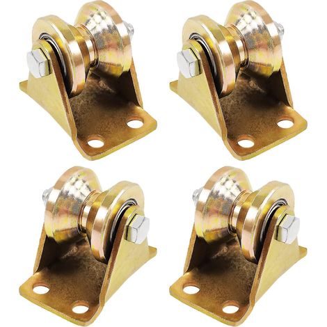 4 Pcs Poulie Simple Pour De Levage Mouflage - Rail Roulette Portail Coulissan - Roue Gorge Forme En V De 50mm - Poulies Cable Pour Treuil Roue Gor (1/5)