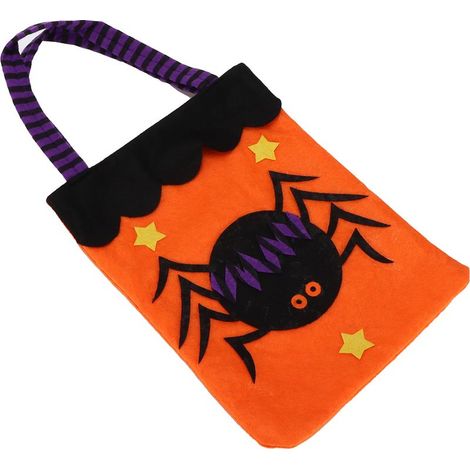 Sac fourre-tout d'Halloween réutilisable avec poignées pour la fête de Thanksgiving et les fournitures quotidiennes - Motif araignée (1/5)