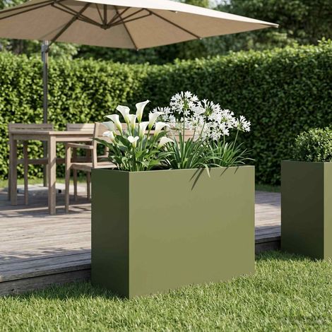 vidaXL Macetero de Jardín Verde oliva 60 x 30 x 50 cm (1/5)