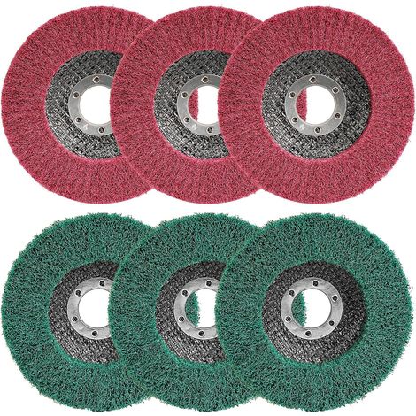 Confezione da 6 dischi per lucidatura lamellari in fibra di nylon - Assortimento di dischi abrasivi in tessuto non tessuto, 11,5 x 2,2 mm - Dischi per smerigliatrice angolare (1/5)
