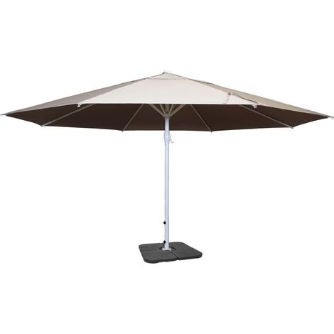Parasol Meran II, gastronomie, parasol pour marché, Ø 5m, poteau alu,blanc 28 kg, crème-beige avec support