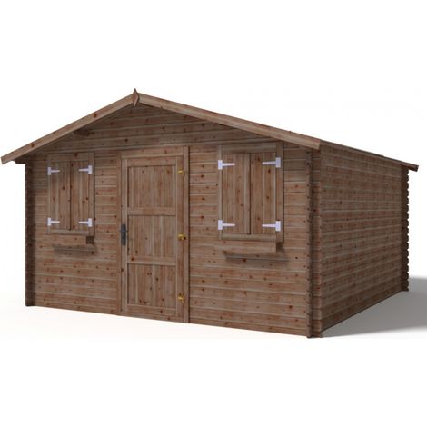 Casetta da giardino in legno - 16m2 - 4x4m - impregnata - 28mm - colore: marrone - DOM144 (1/4)