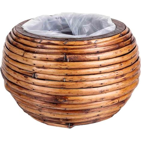 Cesto de bambú marrón redondo 21x17x14h cm (1/5)