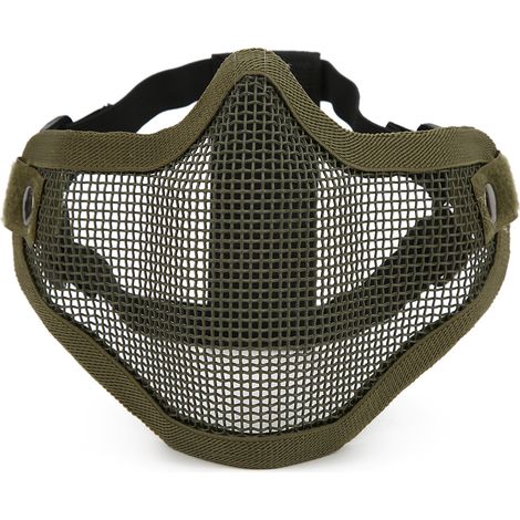 Masque de protection tactique en maille métallique, couverture partielle, film de sécurité anti-émeute couleur unie CS (vert) (1/5)
