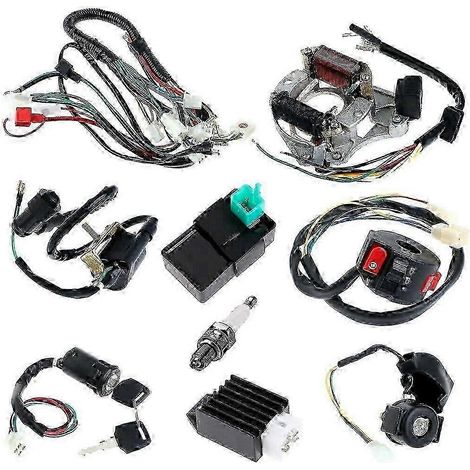 Faisceau de câblage complet pour stator, bobine d'allumage CDI et solénoïde pour quad électrique 50cc et 125cc (1/5)