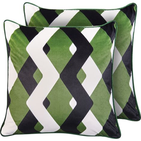 Conjunto de 2 cojines de exterior accesorios de jardín patrón geométrico 45x45 cm multicolor Sway