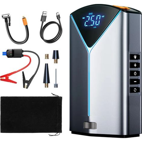 Démarreur de voiture et pompe à air tout-en-un (10 000 mAh) : démarreur 12 V, éclairage LED (1/5)