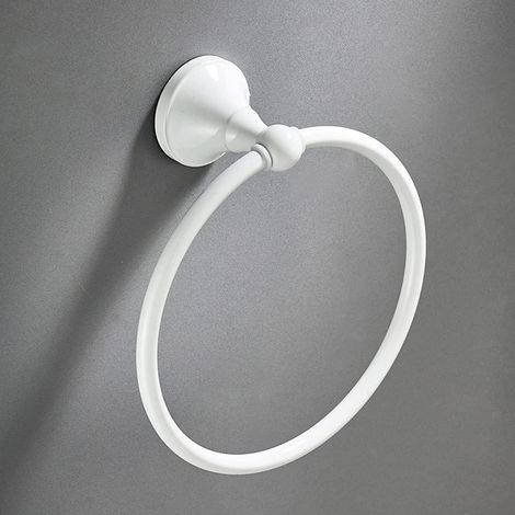 accessoires de salle bain porte-serviettes rond mural Blanc (1/4)