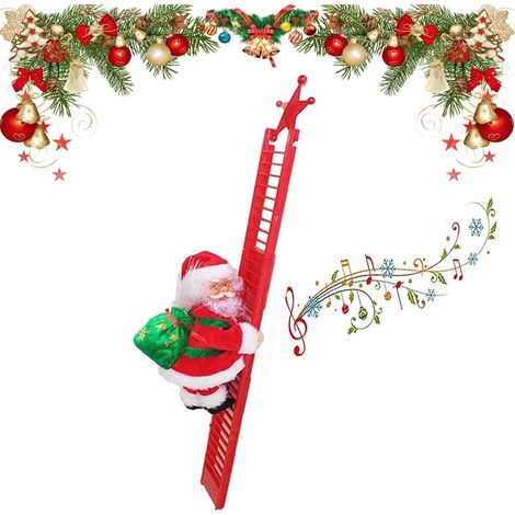 Weihnachtsmann-Kletterseilleiter-Automat, leuchtender und musikalischer Weihnachtsmann, Weihnachtsdekoration für drinnen und draußen, für Zuhause, Bar, als Geschenk, für Kinder, für Partys