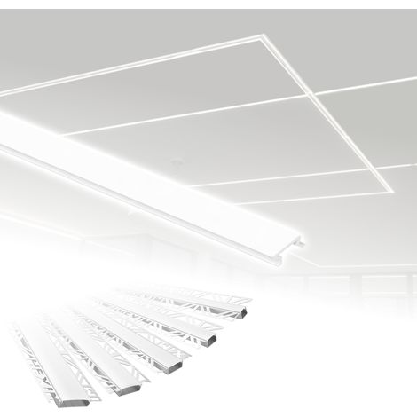 HEXIM LED Trockenbauprofil 2m Aluminium Profil Unterputz Lichtleiste für LED-Streifen inkl. Abdeckung: ALED 1 - 12mm Leuchtbreite, opale Abdeckung