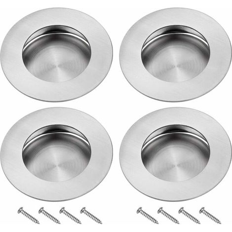RHG Poignee Porte Coulissante Encastrées en Acier Inoxydable Poignées Rondes à Rainures Invisibles pour Porte Coulissante Armoire Extrait Tiroir 4PCS (1/5)