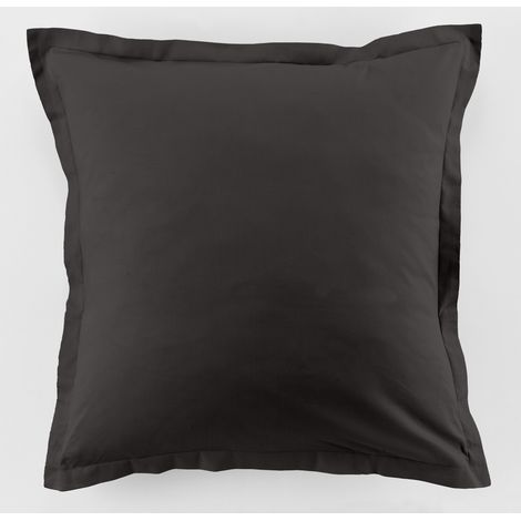 2 Taies d'oreiller uni 63 x 63 cm Passion anthracite (1/2)