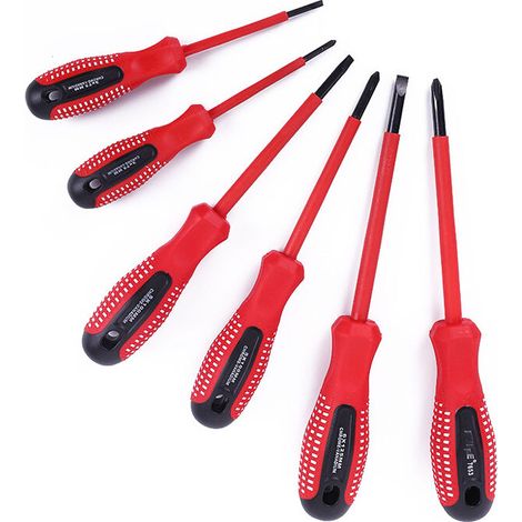 Lot de 6 tournevis isolés professionnels 1000 V en acier CR-V de qualité supérieure avec embouts magnétiques en oxyde noir et poignée antidérapante en TPR (1/4)