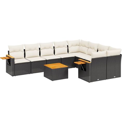 Maison Exclusive - Set Divani da Giardino 10pz con Cuscini in Polyrattan Nero