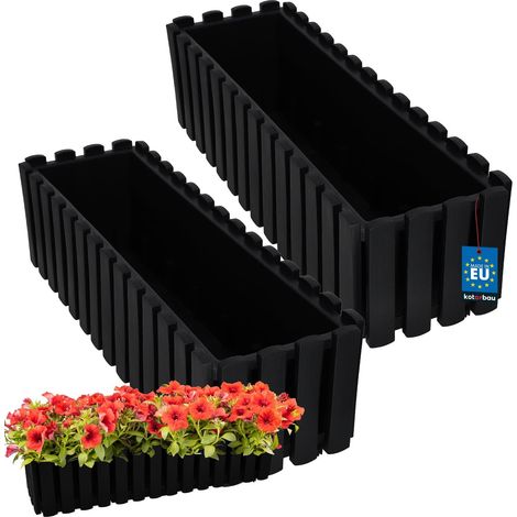 Jardinière de balcon rustique anthracite 60 cm (lot de 2) (1/5)