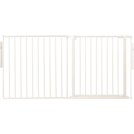Safetots Premium Multi Panel Room Divider, up to 154cm Wide, White, 70cm Tall, Flexible Barrier with Door for Baby and Toddler