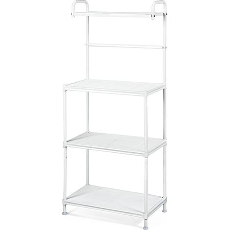 Mensola multiuso 60 x 34,5 x 136 cm porta microonde piedini regolabili design moderno in ferro nero 200012057