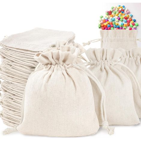 36 Pièces Petits Sacs en Tissu, 10 x 12 cm Sachet Coton, Sac Toile de Jute avec Cordon de Serrage, Sachets Réutilisable Petite Pochon Bijoux, pour les Calendriers de l'Avent, Bonbons, Lavande (1/5)