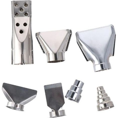7Pcs Stainless Steel Heat Gun Nozzle Attachments Kit for Hot Air Gun, 35mm Nozzles for Soldering Station and Shrink Wrap, Heat Blower Tool Accessories Set (1/5)