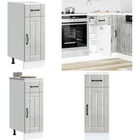 Mueble bajo de cocina Lucca madera contrachapada gris cemento - Almacenamiento bajo cocina - Mueble bajo cocina