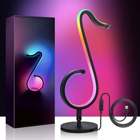 LED-Nachttischlampe, farbiges USB-Nachtlicht, dimmbare RGB-Schreibtischlampe, App-Steuerung, RGB-Schreibtischlampe mit Musikmodus, geeignet für Wohnzimmer, Kinderzimmer, Schlafzimmer, Büro, 35 cm hoch