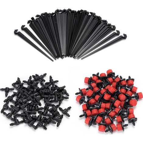 Einstellbares Tropfbewässerungssystem, 8-Loch-Tropfsprinklerkopf, geeignet für die Bewässerung von Gärten, Rasenflächen und Höfen, 150-teiliges Set. (1/5)