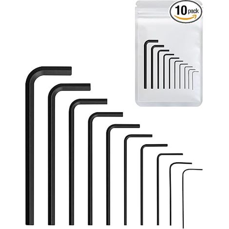 10pcs Miniature Hex Key Set Black 0.7mm-5mm Carbon Steel Allen Key Set Tightening Tool Set for Bike Maintenance Furniture Assembly (1/5)