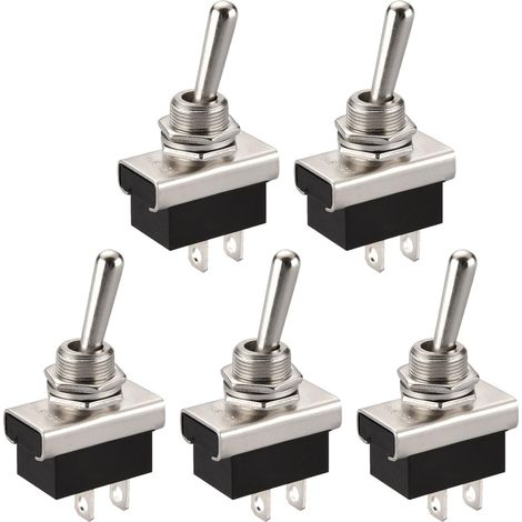 Interruptor de palanca SPST ON-OFF de 2 pines, 12 V/10 A, con cubierta impermeable para automóvil (paquete de 5) (1/5)