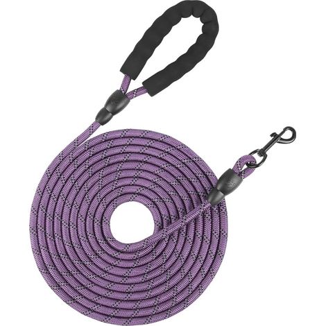 Laisse pour chien de 5 m, 10 m, 15 m, 20 m de long avec poignée confortable et mousqueton de fermeture, laisse résistante, pour chiens de taille moyenne et grande (violet, 20 m x 10 mm) (1/5)