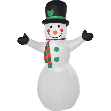 HOMCOM Aufblasbarer Schneemann 193cm Aufblasbare Weihnachtsdeko mit Beleuchtung Gebläse IP44 Wetterfest Deko Aufblasbar Weihnachtsfigur für Outdoor Garten Party Hof Winterdeko (1/5)