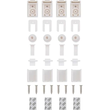 Kit de réparation et remplacement de stores enrouleurs 36 pcs Raccords PVC blanc incluant clip de sécurité et corde de 96 cm