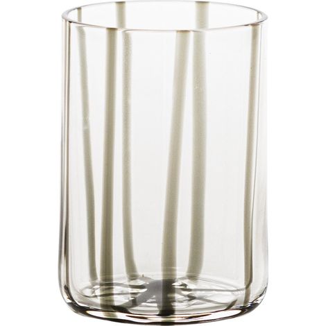 Zafferano Set 6 Bicchieri Tumbler Tirache in Vetro Colorato Soffiato a Bocca Grigio, Eleganti e Raffinati per la Tavola Quotidiana e le Occasioni