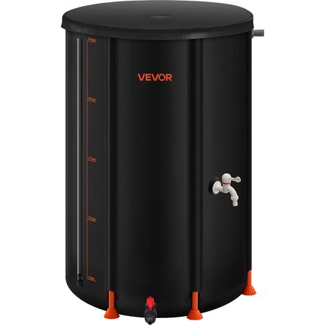 VEVOR Recuperateur deEau de Pluie Pliable 250 L Reservoir deEau de Pluie en PVC 500D, Systeme de Recuperation Eau, avec Robinet, Kit Trop-plein, Bac de Collecte pour Arrosage Potager de Jardin, Noir (1/5)
