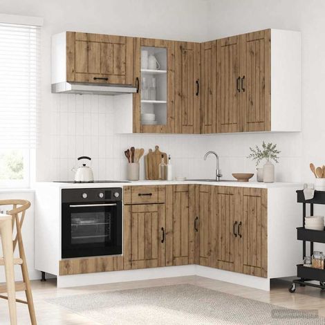 vidaXL Unité de cuisine LUCCA 8 pcs Chêne artisanal Bois d'ingénierie (1/5)