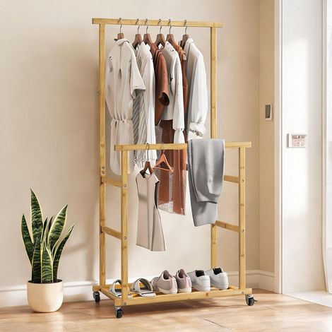 Porte-manteau madeira Natural en bambu 80 x 40 x 160 cm (1/5)