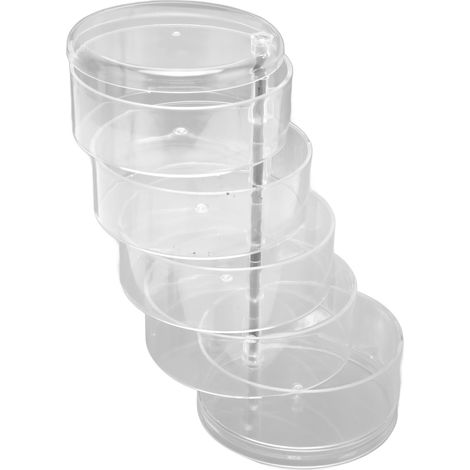 Boîte à bijoux rotative 5 étages transparente 360° rangement compact pour boucles d'oreilles et bijoux (1/5)