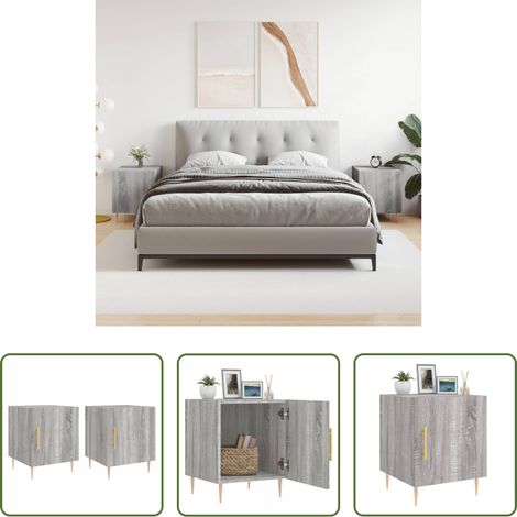 vidaXL Nachttisch 2 Stück - Nachttische 2 Stk. Grau Sonoma 40x40x50 cm Holzwerkstoff (1/5)