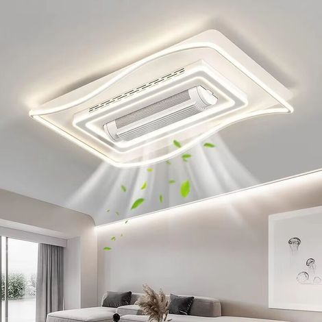 Grand ventilateur de plafond sans pales avec lampe, plafonnier LED moderne de 150 W avec télécommande, 3 températures de couleur, 105 cm x 65 cm (1/5)