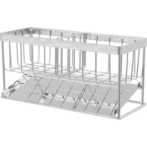 Mehrzweck-Spülbeckenschwammhalter aus Edelstahl, Abtropfgestell für die Arbeitsplatte, Küchenorganizer mit automatischer Ablage für Zuhause (1/5)
