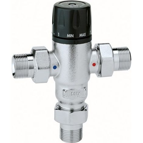 Termomezclador de latón, ajustable 3/4 de pulgada, 30-65 GrC Caleffi (1/5)