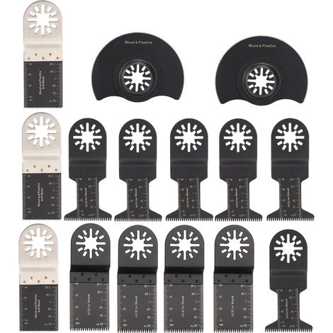 Set mit 15 Sägeblättern aus Kohlenstoffstahl, Zubehör, Wellenzahnung, multifunktional (1/5)