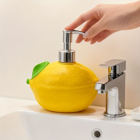 1 zitronenförmige Lotionflasche aus Kunstharz (1 Stück) – Wiederverwendbarer Pumpspender, geeignet für Seife, Shampoo und Haushaltsreiniger. – AquaForge (1/5)
