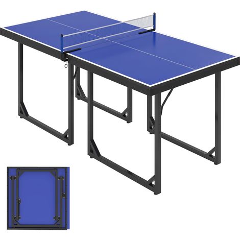 Table de ping-pong pliante d'intérieur. avec filet. aucun montage requis. 182 x 91 cm. bleue et violette (1/5)